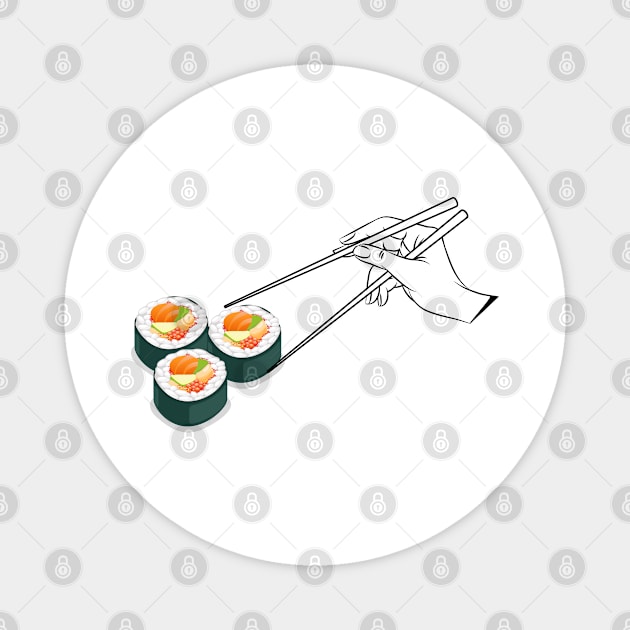 Kawaii Sushi rolls with chopsticks Magnet by Islanr